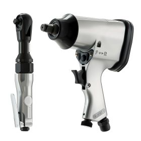 VEVOR 50 Pieces Pro Air Tool and Accessories Kit - 1/2" Air Impact Wrench, 3/8" Ratchet Wrench, 4500BPM Hammer