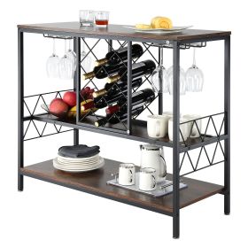 VEVOR 40 Inch Industrial Bar Cabinet, Wine Table for Liquor and Glasses, Sideboard Buffet Cabinet with Glass Holder & Wine Rack