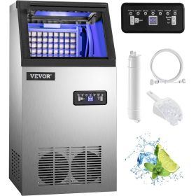 VEVOR 110V Commercial Ice Maker 120LBS/24H with 22LBs Storage Ice Maker Machine Stainless Steel Portable Automatic Ice Machine with Scoop and Con