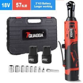 1 Set TQUAGGA 18V Cordless Electric Wrench, 57NM High Torque 3/8'' Ratchet Wrench, Removal Screw Nut Car Repair Tools, Right Angle Wrench, Power