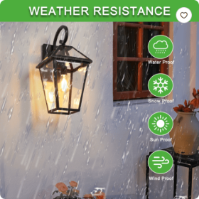 21inch 1 Pack Outdoor Wall Lantern Light  Modern Black Metal & Clear Glass Sconce For Porch, Patio, And Garden Lighting Bulb Not Included (Option: Black-BlackAluminiumGlass)